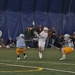 #18 Justin Vossen breaks between Marquette's defense to charge toward the opponent's goal. 