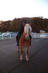 The Headless Horseman led the Monster Mash Parade of costumed runners!