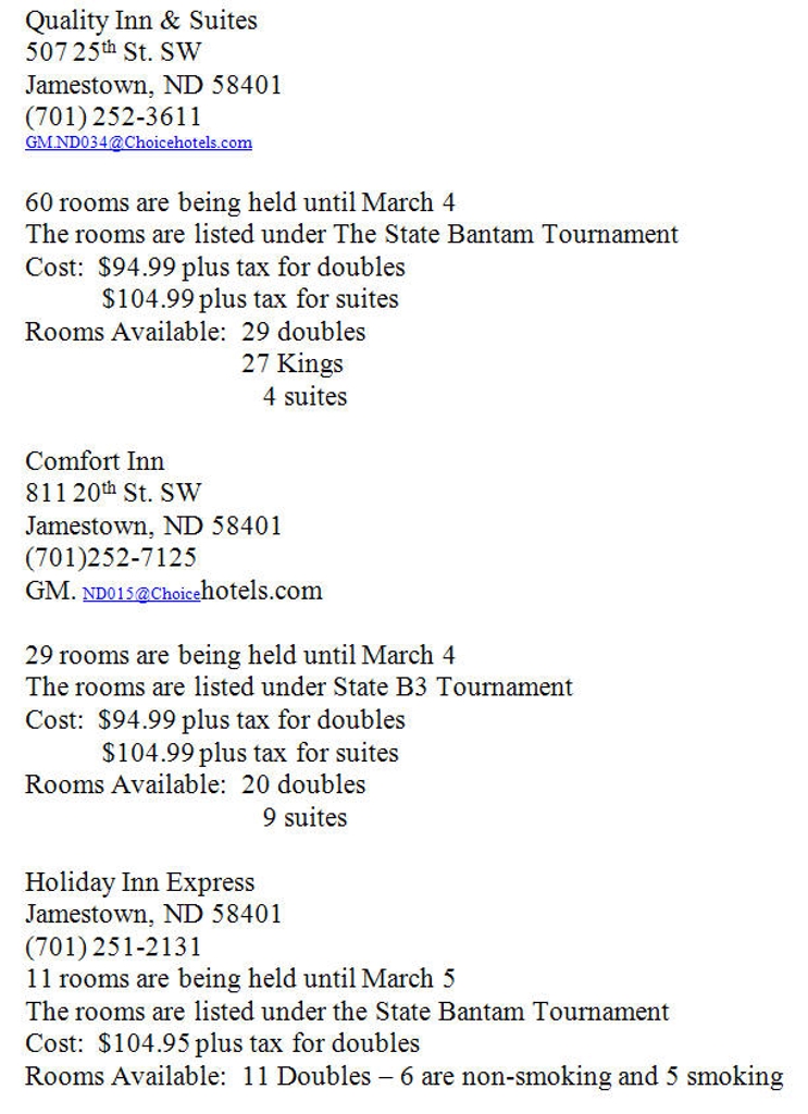 State Hockey Hotel Information